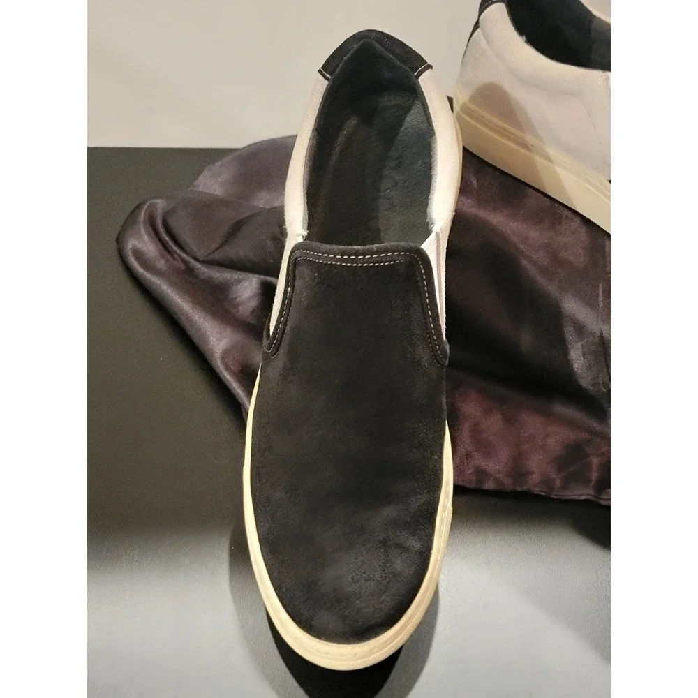 Rogue‎ State Mens Suede Slip On Sneakers Black Grey Colorblock Sz 12